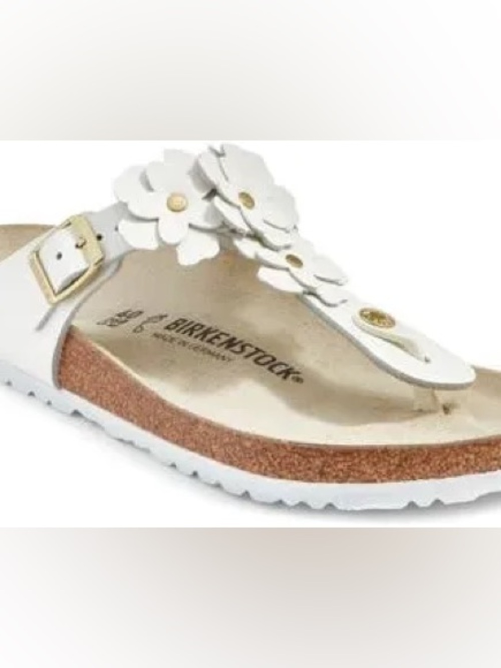 White floral Gizeh Birkenstock sandal